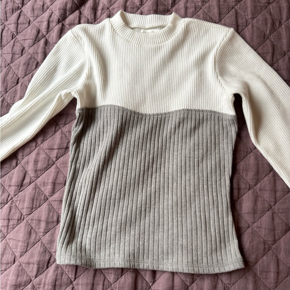 Two-Tone White and Gray Women's Sweater